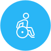 Aide journalière de personne temporairement invalide Conciergerie privée icone fauteuil roulant